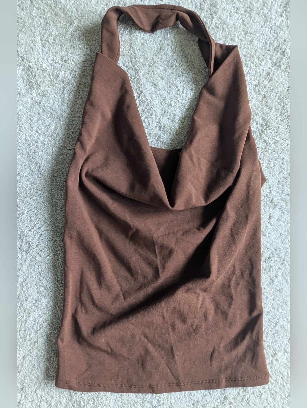 NWT WeWoreWhat Saddle Brown Cowl Neck Halter Top - Size L